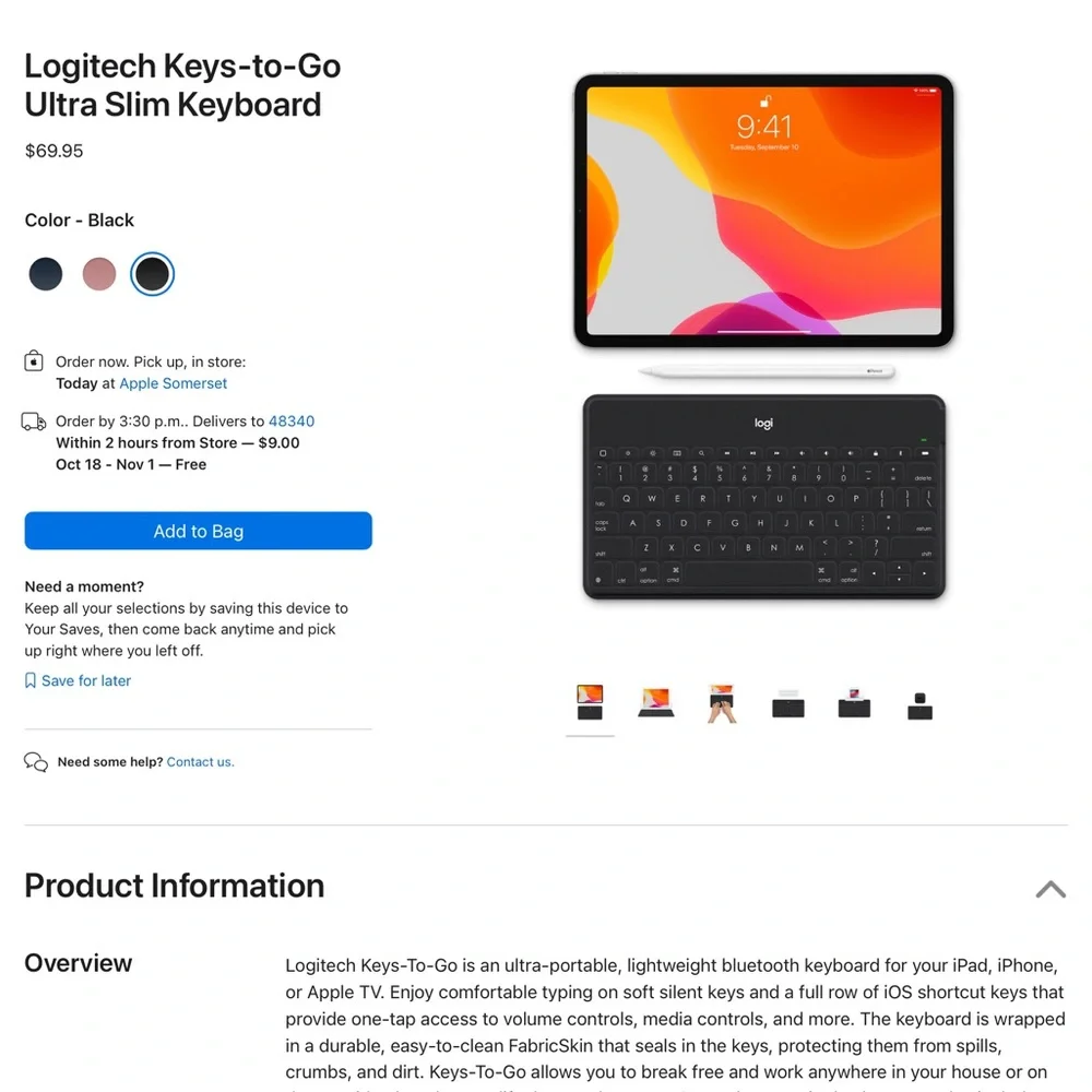 💻Logitech Keys-to-Go Ultra Slim Keyboard